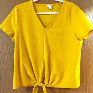 J. Crew Textured V-Neck Tie Front T-Shirt